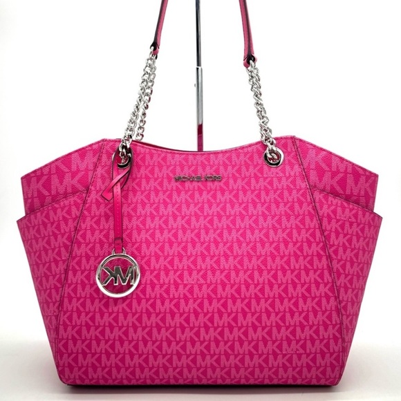 Michael Kors Large Jet Set Travel Chain Shoulder Bag Dragonfruit
